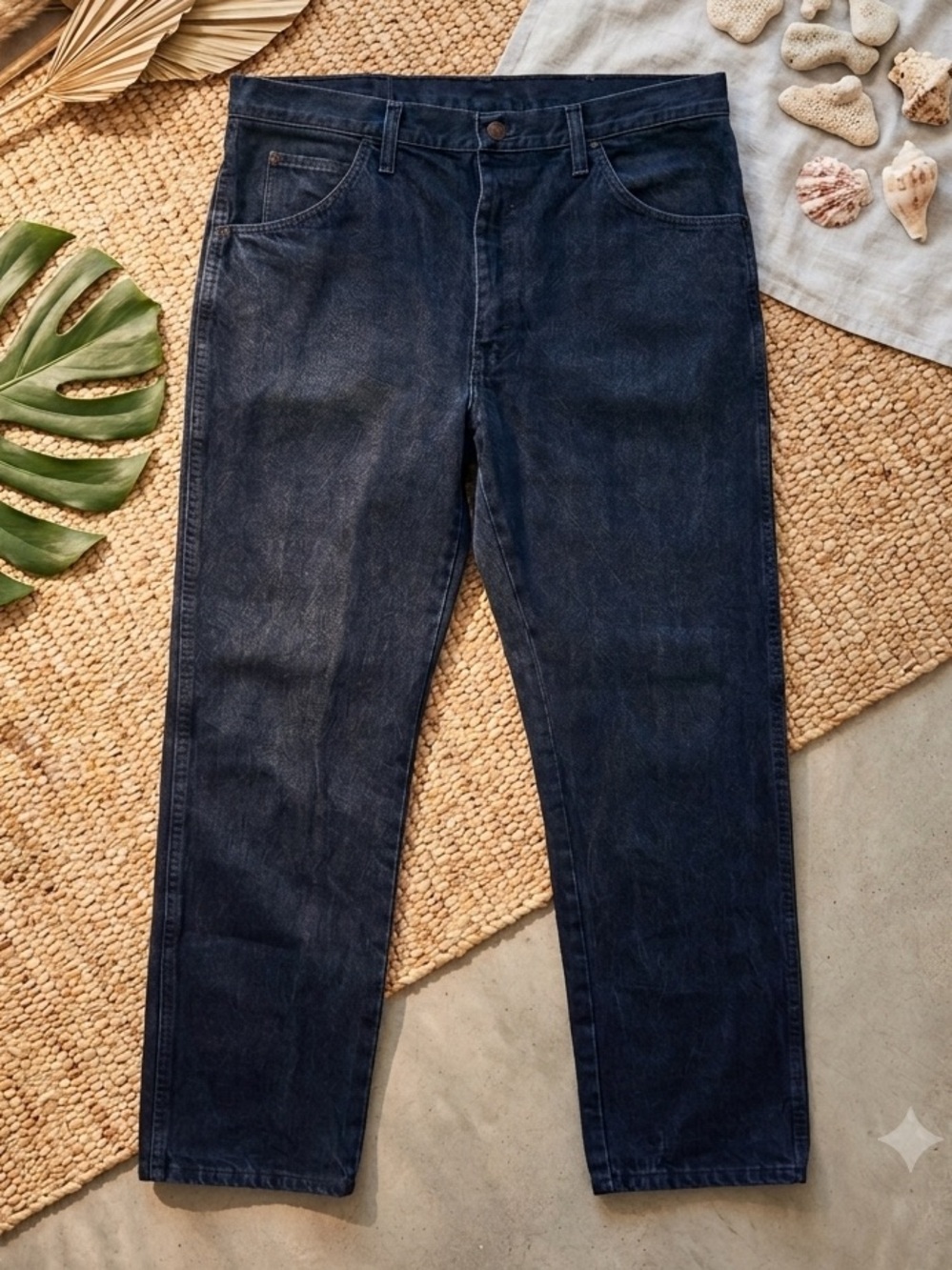 RUSTLER Vintage Black Straight Leg Jeans Regular Fit Heavyweight Denim Pants